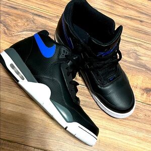 🔥NIKE FLIGHT LEGACY BLACK/HYPER BLUE/ SMOKE GREY/WHITE RARE SHOES
